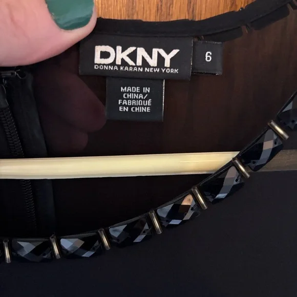 DKNY Black Long Sleeve Feather Dress - Picture 3 of 7